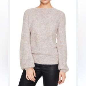 Boden Francesca Oatmeal Color Ribbed Mohair Blend Boatneck Sweater Size M